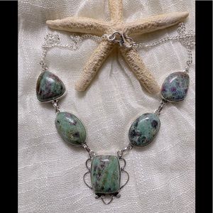 NEW Ruby Zoisite 925 Silver Necklace